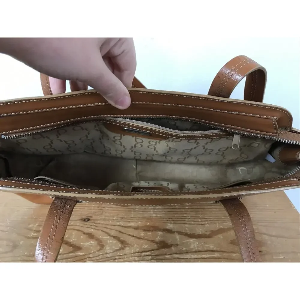 Francesco Biasia Tan Leather Zipper Italian Shoulder Bag Barrel Clutch Purse 14